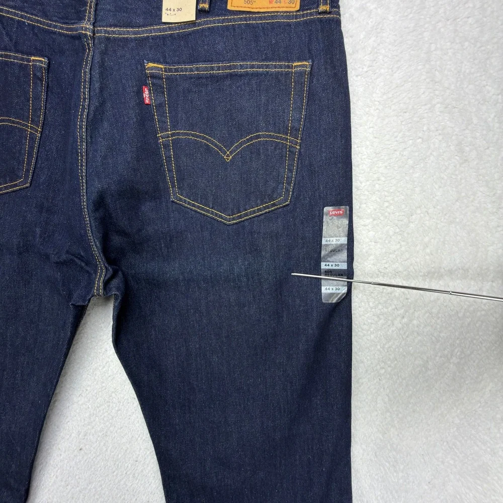 Levis 505 Regular Fit Straight‎ Leg Jeans Mens 44x30 Blue NWT Dark Wash